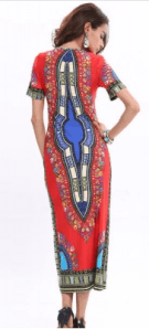Red Short Sleeve Vintage Bohemian Print Maxi Dress